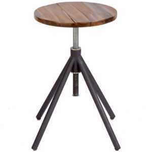 Moebel Living Černá kovová stolička Knisp s dřevěným sedákem 38-60 cm