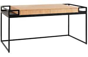 Nordic Design Černý kovový pracovní stůl Alf s dřevěnou deskou 160 x 78 cm