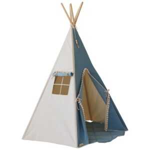 Moi Mili Béžovo-modrý bavlněný teepee stan Jeans 170 x 130 cm