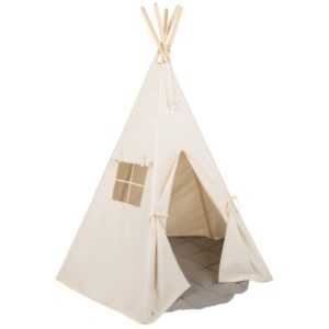 Béžový bavlněný teepee stan s podložkou Moi Mili 170 x 130 cm