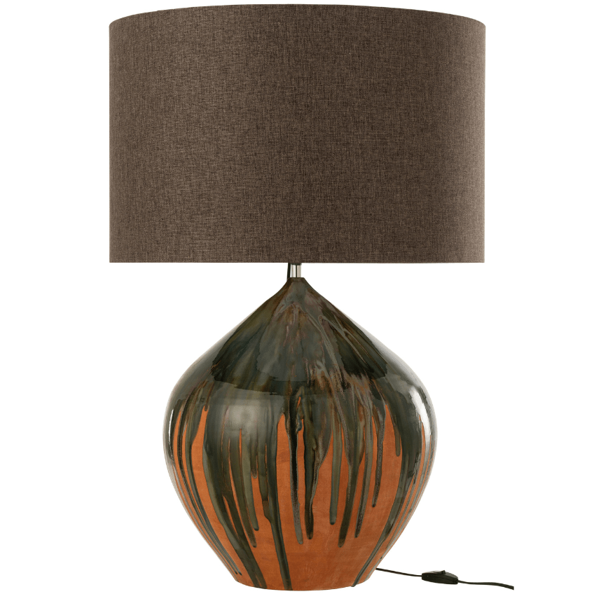 Oranžová-zelená keramická stolní lampa J-line Strepo