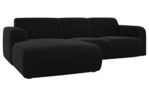 Černá sametová rohová pohovka Windsor & Co Lola 250 cm