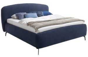 Tmavě modrá čalouněná dvoulůžková postel Meise Möbel Modena 180 x 200 cm