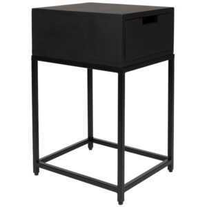 White Label Černý dřevěný noční stolek WLL PARQ 30 x 35 cm